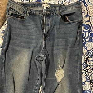Kendall & Kylie Blue Distressed Boyfriend Jeans
